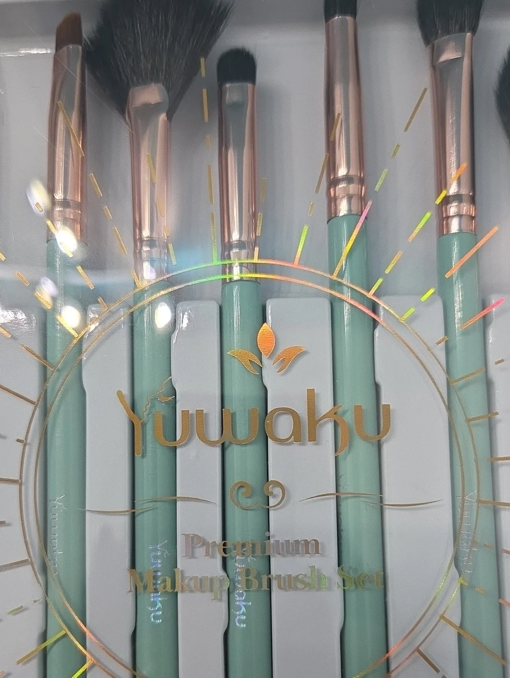 Mint Makeup Brush Set by Yuwaku- 12-Piece Premium Brush Kit